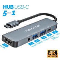 Adaptador HUB USB-C 5 em 1 Tomate USB Tipo-C HDMI USB 3.0